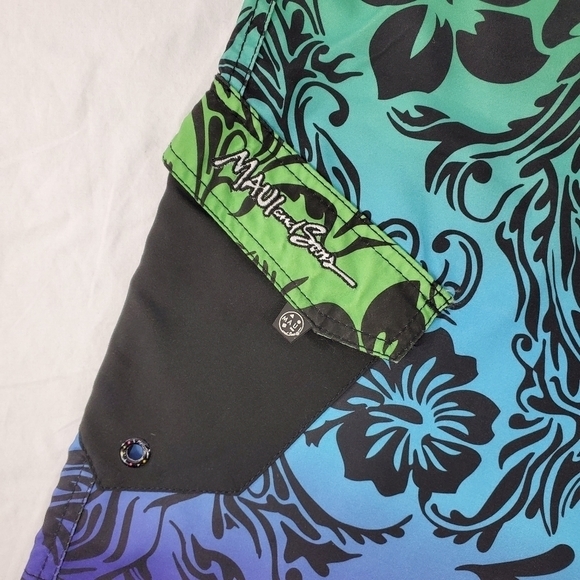 Maui & Sons Trunks Board Shorts Blue Green Size 38 - Picture 4 of 11